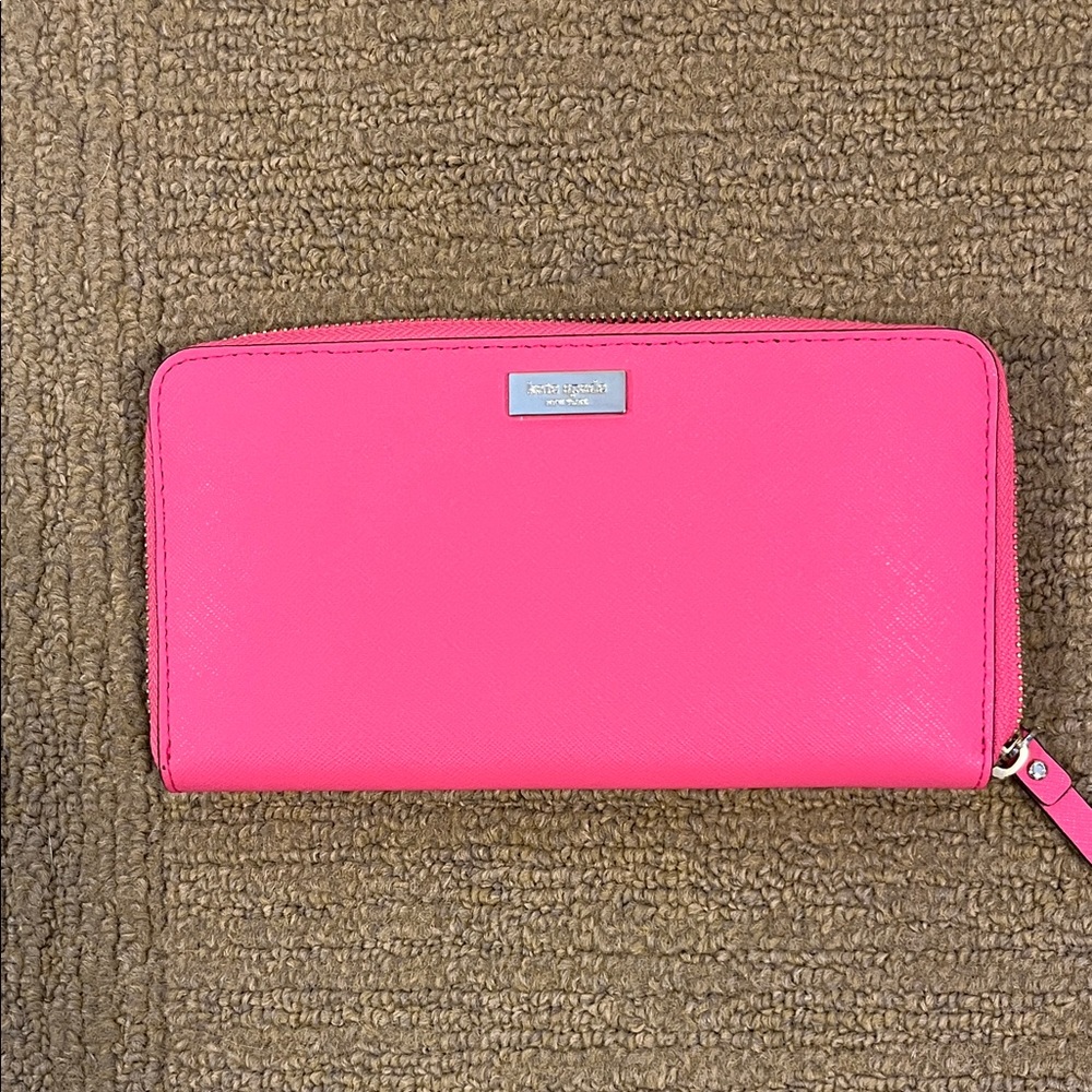 kate spade Hot Pink Zip-Around Leather Wallet